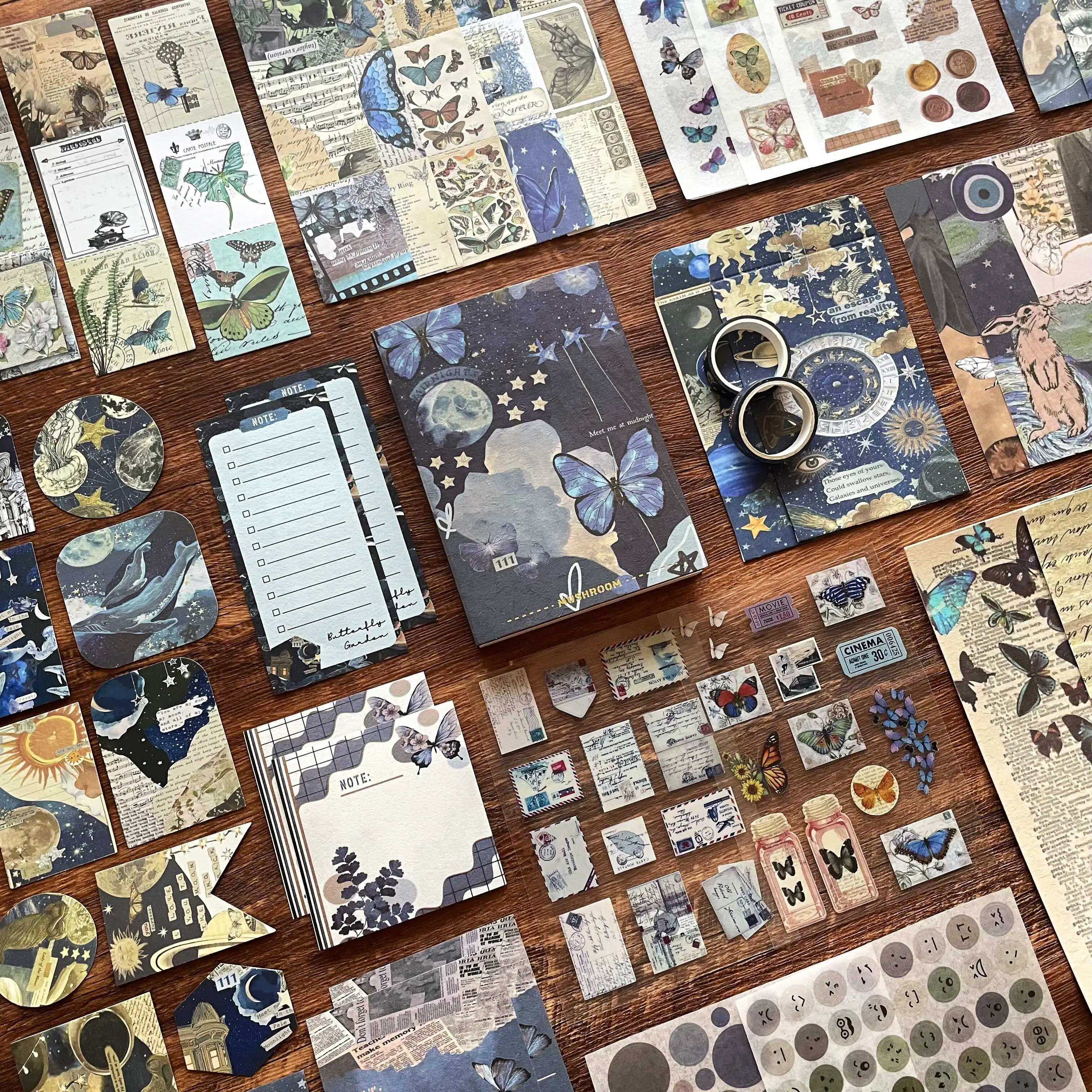 368pcs/box Scrapbooking Set DIY Diary Photo Album Vintage Stickers Scrapbook Paper Stationery Collage Junk Journaling Gift Box