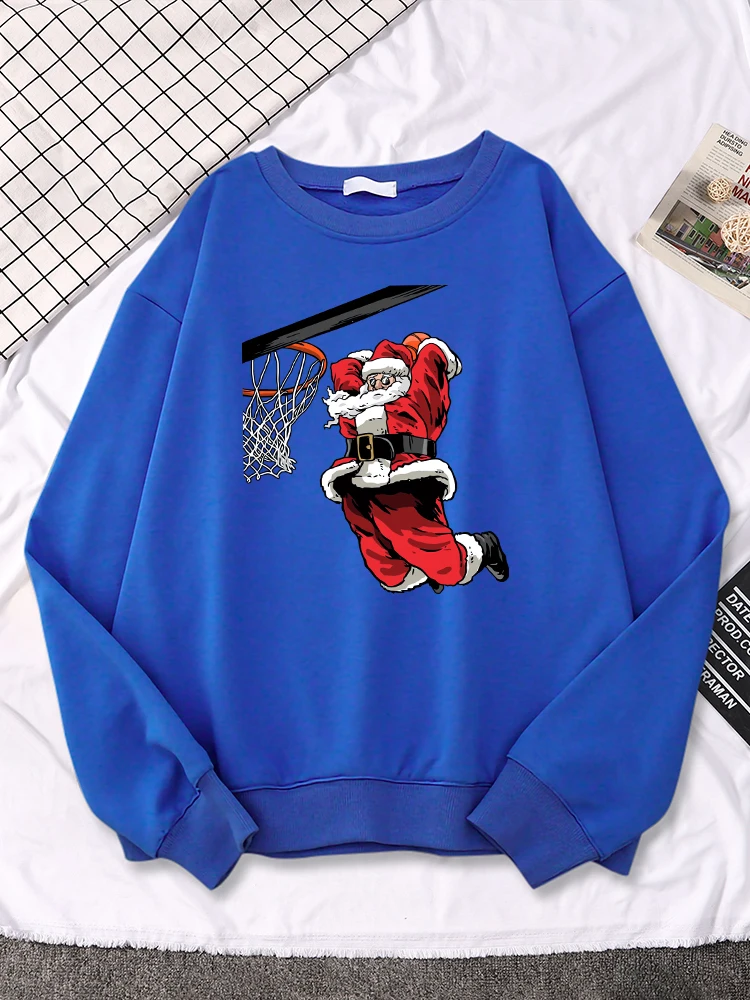 

Christmas Santa Claus Basketball Lover Print Woman Hoodies Fashion Fleece Clothing Simple Warm All-math Tops Female Sweatshirts