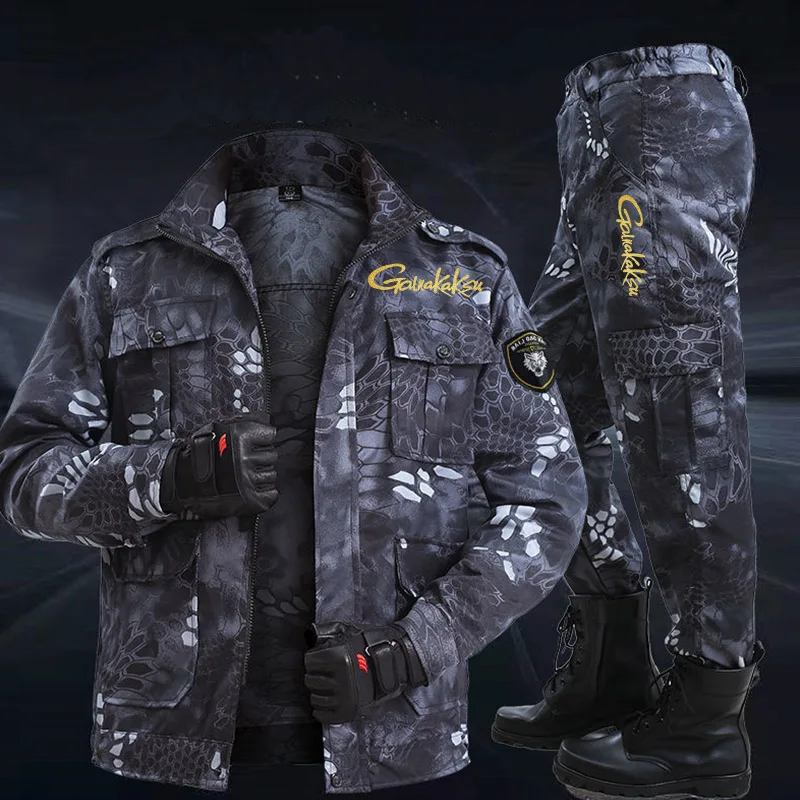 Spring Outdoor Python Pattern Camouflage Suit Fishing Protection Sets Wear-resistant Overalls Labor Protection Clothing fishing clothes