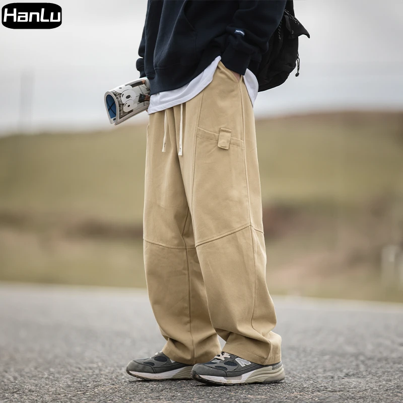 

Men's autumn and winter new oversized Y2K loose fitting work pants with drawstring street clothing men's pants