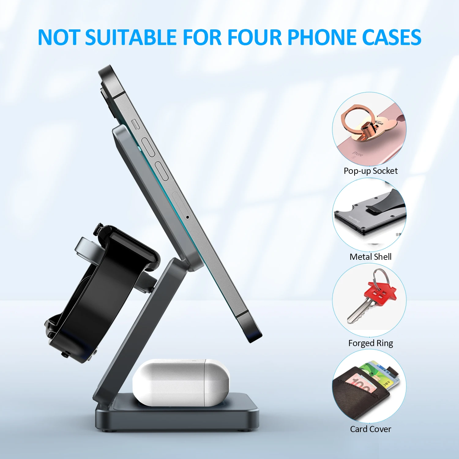 3 in 1 Magnetic Foldable Wireless Charger Stand for iPhone 15 14 13 12 Apple Watch 8 7 Airpods Pro Fast Charging Dock Station