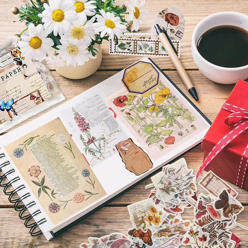 600 Vellen Vintage Scrapbook Papier DIY Journaling Supplies Decoratief Papier Esthetisch Briefpapier Scrapbooking Papier voor Schrijven Tekening Reisdagboek Art Craft (Bloem