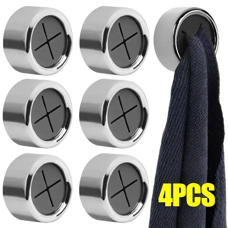 1/4PCS Non Punching Towel Hook Dishwashing Cloth Storage Racks Kitchen Bathroom Accessories