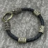 Viking Dragon Heads Nordic Runes Beads Diy Mens Womens Leather Bracelet Mythology Scandinavian Accessories Jewelry 4