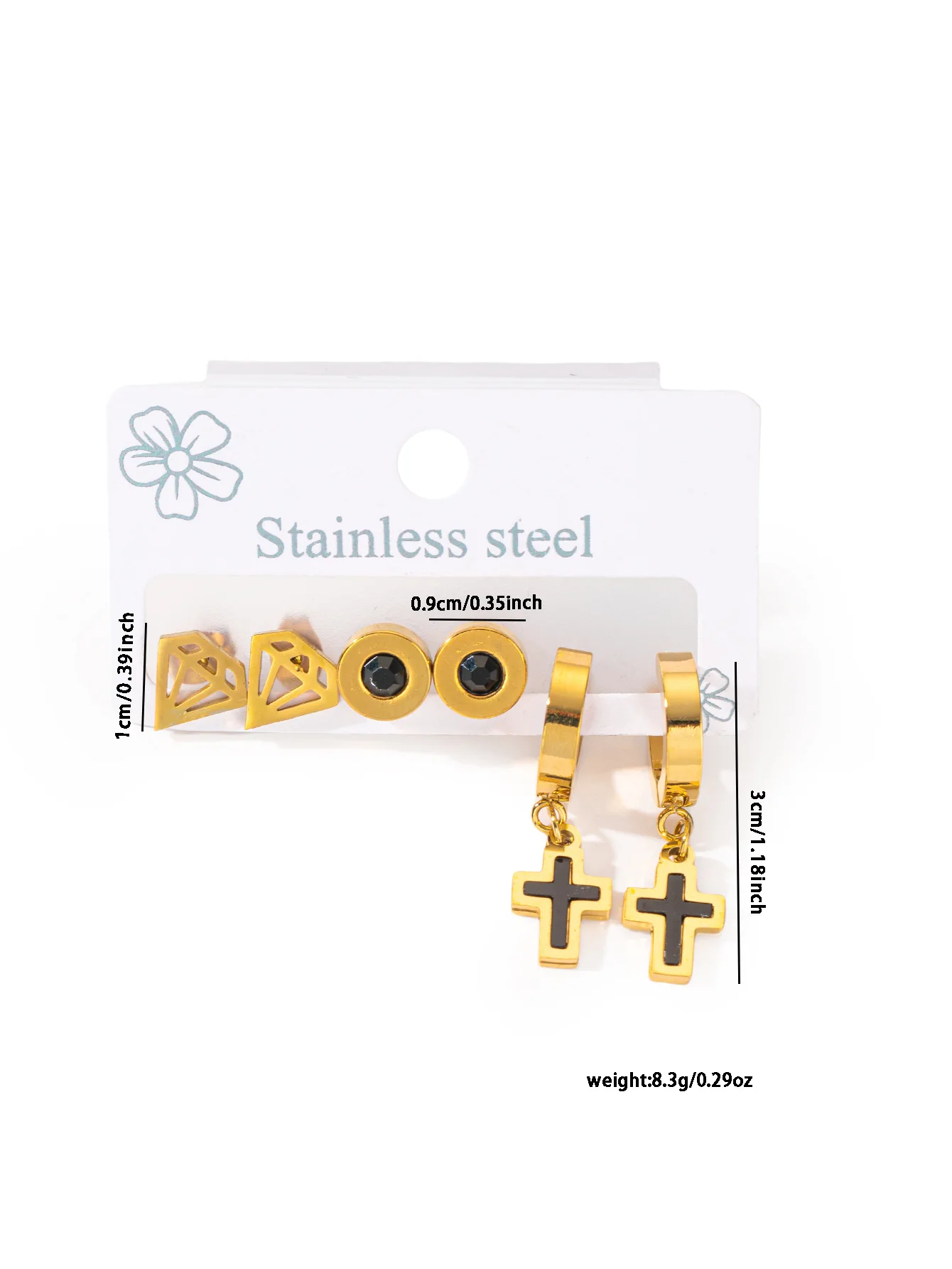 Chic Stylish 316L Stainless Steel 6 Pieces Star Cross Flower Pendant Earrings for Women French Special Jewelry Gifts Wholesale 6