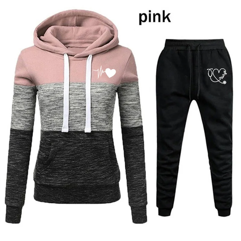 Women's Tracksuits Patchwork Printed Hoodies and Pants 2 Piece Set Spring Autumn Fashion Sport Casual Female Suit шорты плавательные мужские speedo sport printed синий