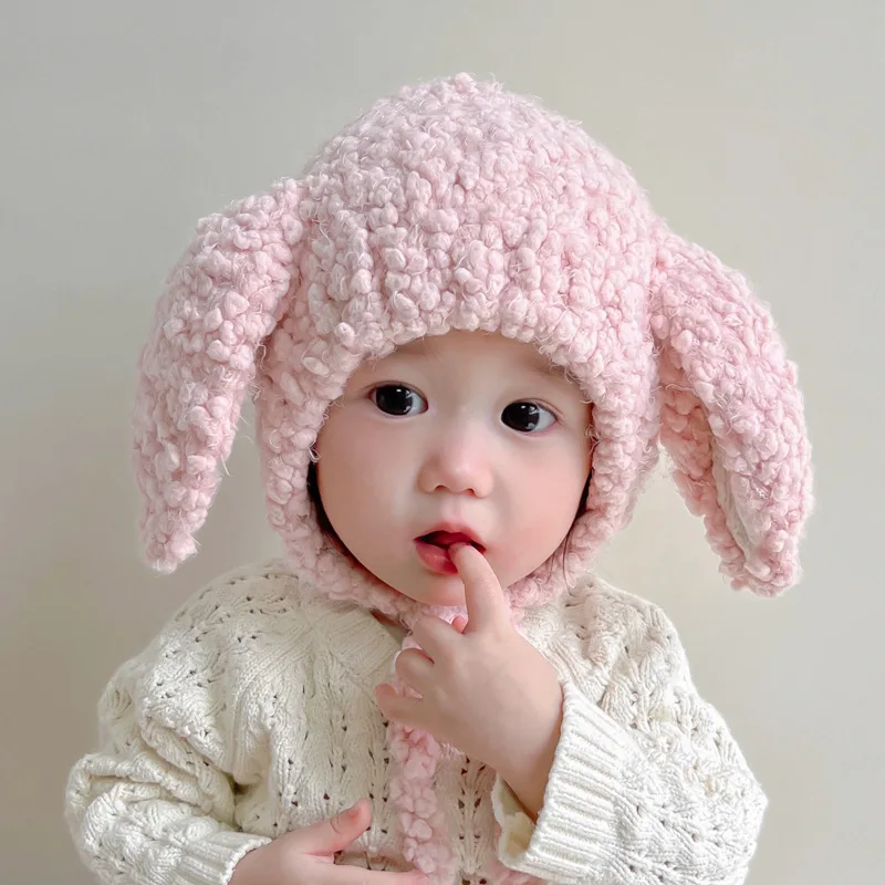 Infant Toddler Baby Girls Hats Fleece Sheep  Animal Winter Fleece Pom Pom Animal Character Cartoon Caps Boy Wind Proof Hemlet 6