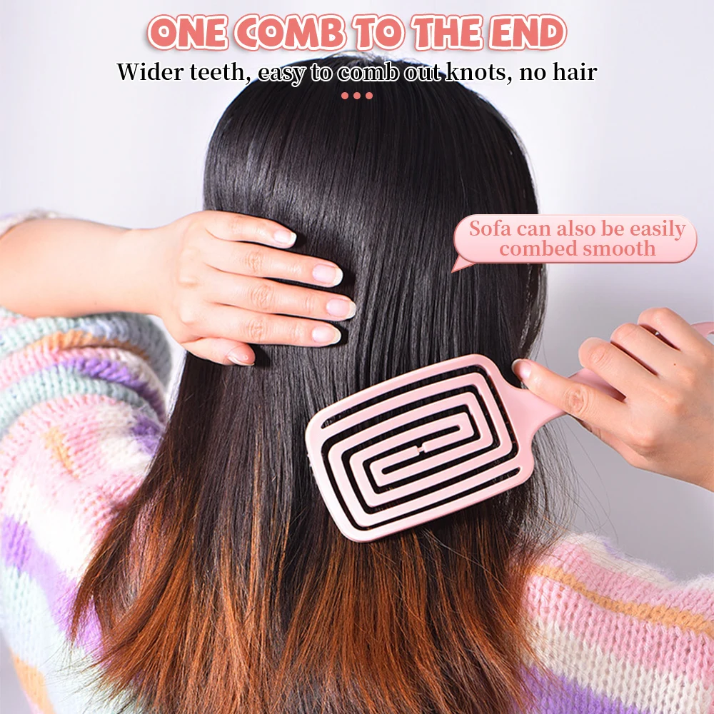 Description Picture 5 of itemRelaxing Elastic Massage Comb Hollow Out Hair Brush Scalp Massage Combs Hair Styling Detangler Fast Blow Drying Detangling Tools
