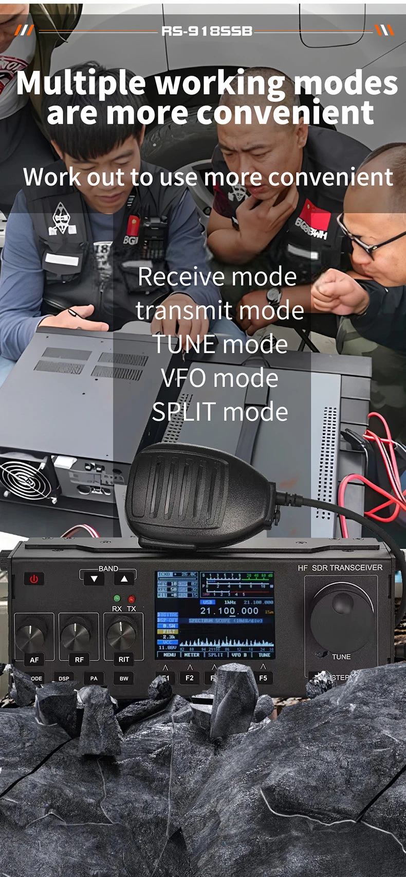 RS918 SDR shortwave radio station 15W CB Radio 27MHz FM CW SSB Transceiver 2MHZ-