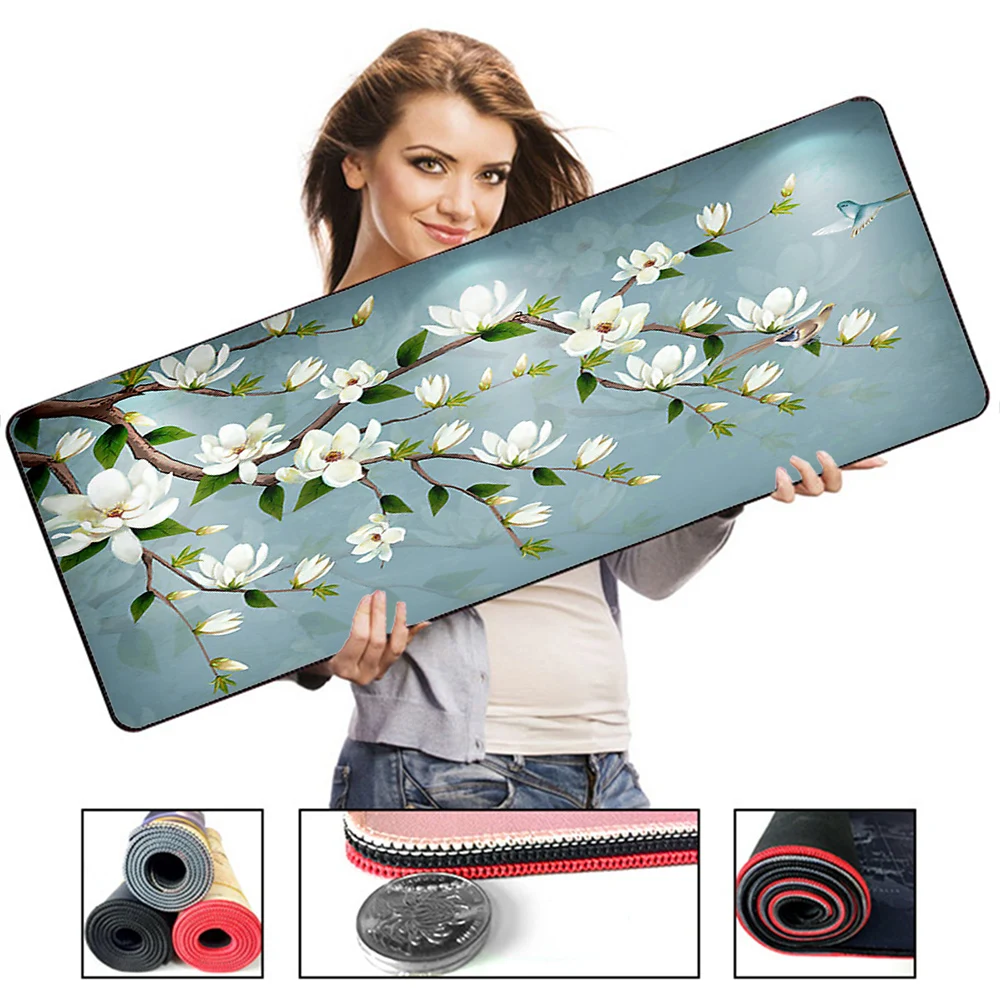 

Pink Cherry Blossom mouse pad Speed Lock Large Natural Rubber Waterproof Mouse Pad Gamer Table Pad PC Computer Keyboard mousepad