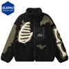 Hip Hop Fleece Fuzzy Jacket Embroidery Skull Skeleton Bones Patch Lambswool Fuzzy Fluffy Coats 2023 Harajuku Thick Warm Jackets 1