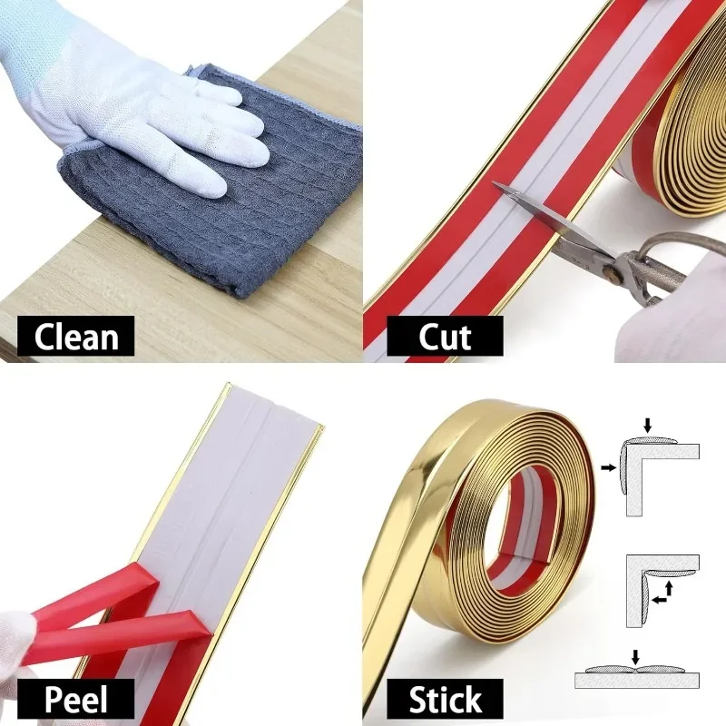 PVC 벽 내부 및 외부 모서리 자체 접착 장식 스트립, 아름다운 솔기 스트립, 세라믹 타일 직각 보호 스트립