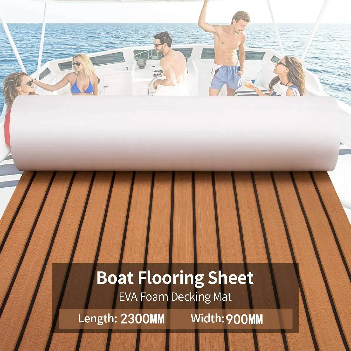 2300X900X6Mm Eva Foam Faux Teak Brown Decking Sheet Tappetino Per Barche Antiscivolo Addensare Pavimenti Per Yacht Pad Protettivo Autoadesivo
