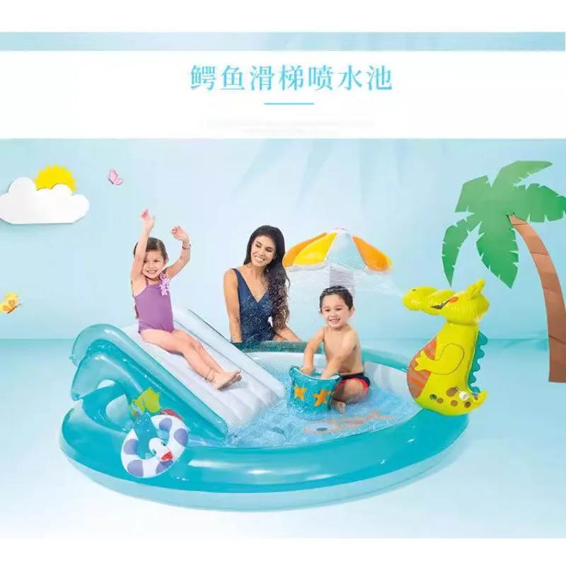 Description Picture 6 of itemInflatable Kids Slide Pool Water Spray Bouncy Castle Outdoor Family Play Center