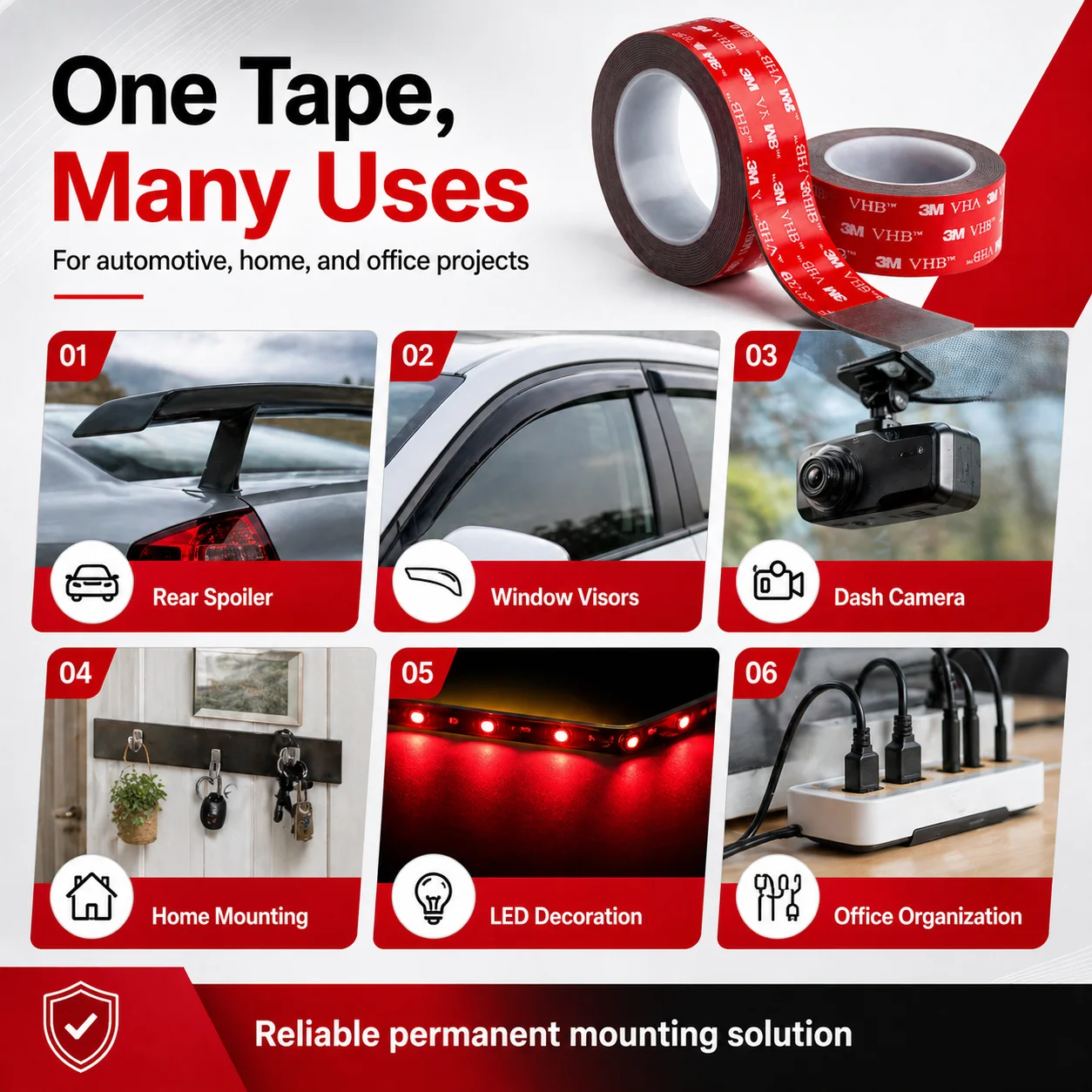 Heavy Duty Waterproof Gray Double-Sided Foam Tape with Strong Adhesive
