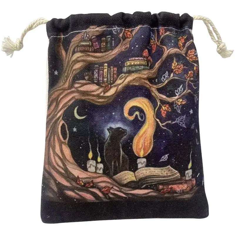 

Бархатная сумка на шнурке с черной кошкой, плотная многоразовая сумка для кубиков, сумка для ювелирных изделий, Сумка Для Таро, руны, игровых карт, монет, косметики