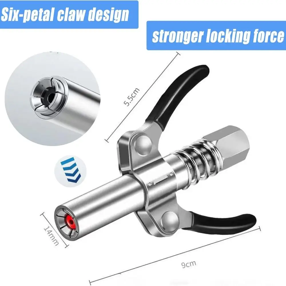 Professional 12000 PSI Grease Coupler Quick Release Dual Handle Grease Nozzle High Pressure Oil Pump Industrial Use