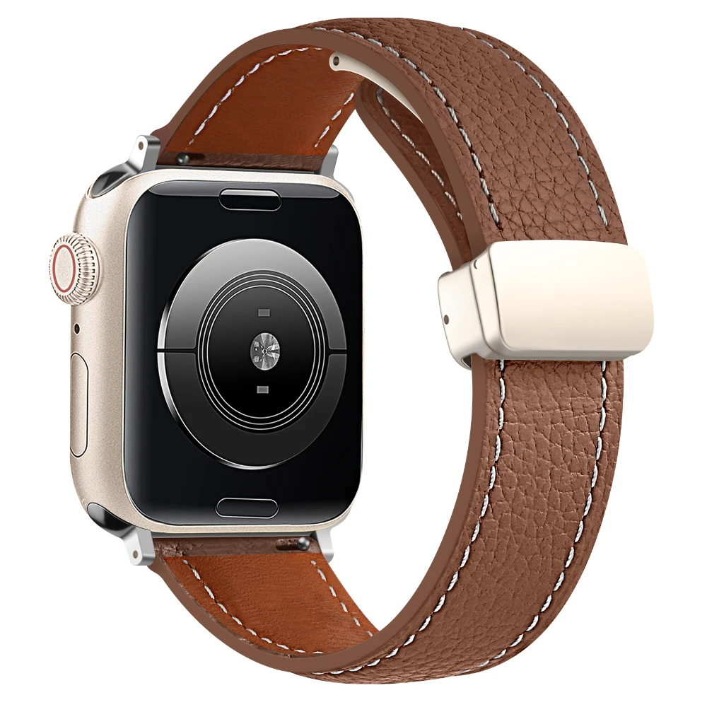 

Leather Magnetic Strap For Apple Watch Ultra Band 49mm 45mm 41mm 40mm 44mm 42mm 38mm Bracelet Belt iWatch 8 7 6 5 4 3 SE Correa