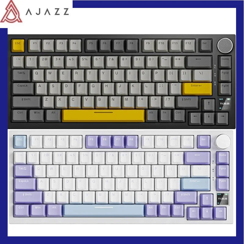 

AJAZZ AK820 Pro Mechanical Keyboard RGB Tri-Mode Gaming 75% Gasket-mounted Bluetooth 5.1/2.4G Wireless & Type-C Wired TFT Screen