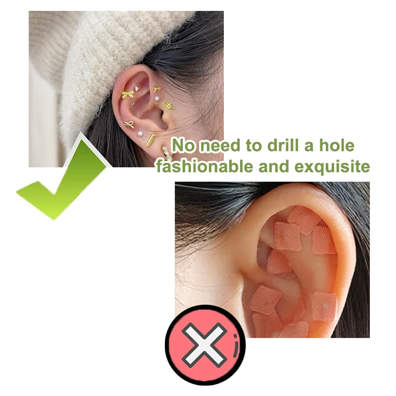 10 Patch Fashion Colorful Rose Round Rhinestone Ear Point Stickers Ear Pressure Stick Acupuncture Auricular Ear Stickers Massage