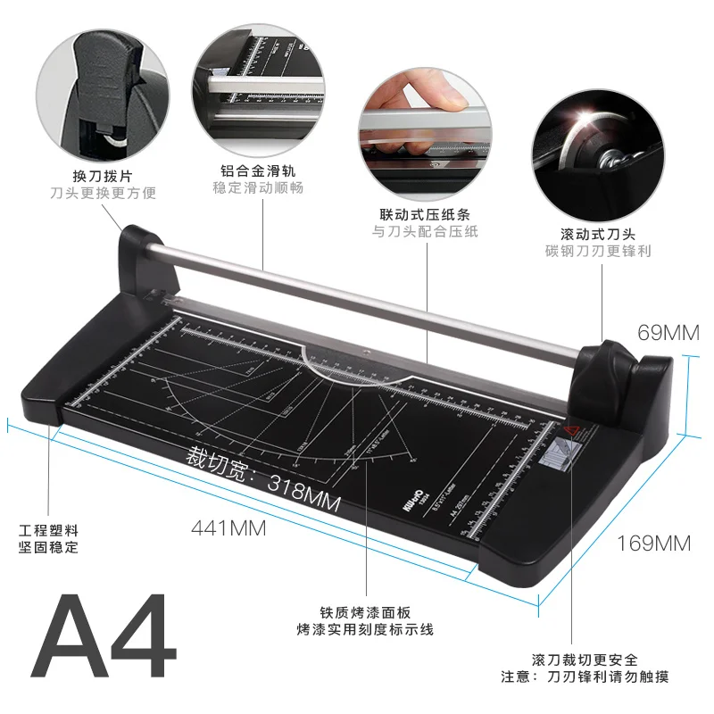A4 A3 Precision Paper Cutter Paper Knife Photo Trim Diy Scrapbook Portable Alloy Cutting Tool Cutting Pad Home Office Supplies