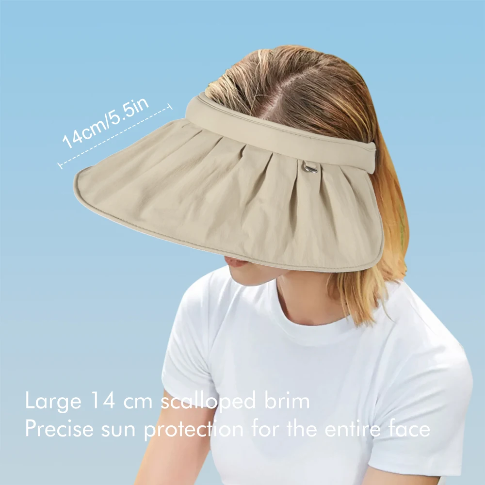Multi-function Sun Hat Women Sun Protection Big Brim Visor Hat Foldable Hairpin Summer Outdoor Travel Fashion Beach Shell Hat