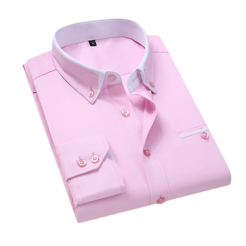 Men Spring Long-Sleeved Shirts 13 Color 8XL British-Style Slim Fit Business Casual