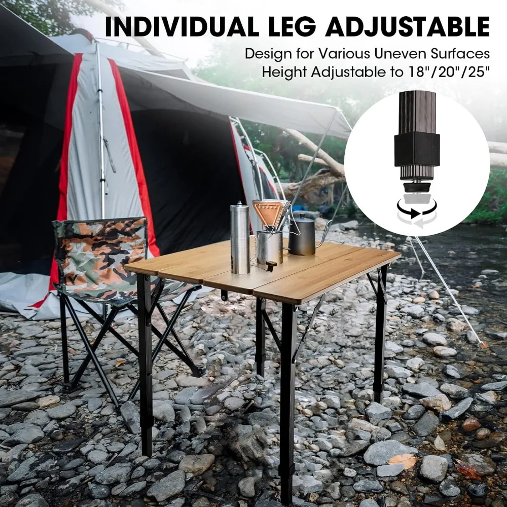 VILLEY Portable Camping Side Table, Ultralight Aluminum Folding