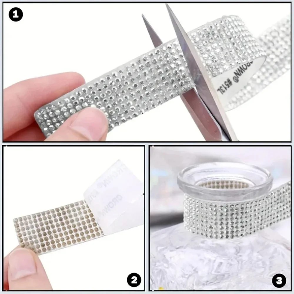 90 cm selbstklebende Kristall-Strass-Aufkleber, Multifunktionsband, DIY-Strass-Aufkleber, Kunst, handgefertigt, Event-Telefon-Dekoration – Detail 7
