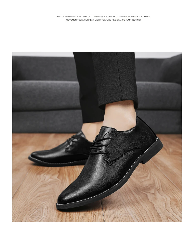 2023 New High-top Men's Casual Leather Shoes Classic White Business Men's Derby Shoes Fashion Pointed toe Dress Shoes Men Oxford