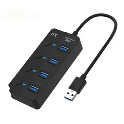 Deluxe USB Hub with Independent Switch Control - 4 or 7 Port Options for Ultimate Connectivity (4 Ports)