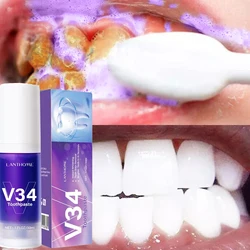  V34 Pro Purple Teeth Whitening Toothpaste Remove Plaque Stains Reduce Yellow Mousse Clean Oral Hygiene Dental Tools Fresh Brea