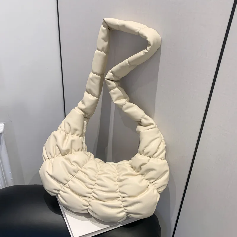 2024 Fashion Pleated Handlebags For Women big Pu Cloud Bags Leisure Armpit Bag Shopping Shoulder Bags Dumpling Handbag Female ﻿