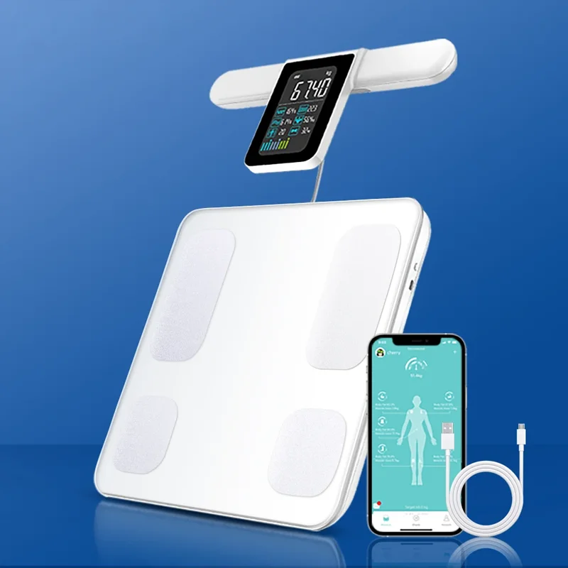 충전식 스마트 신체 무게추 체중계, 지능형 체지방 체중계, 전문 8 전극 생체 임피던스, 신체 구성 체중계 