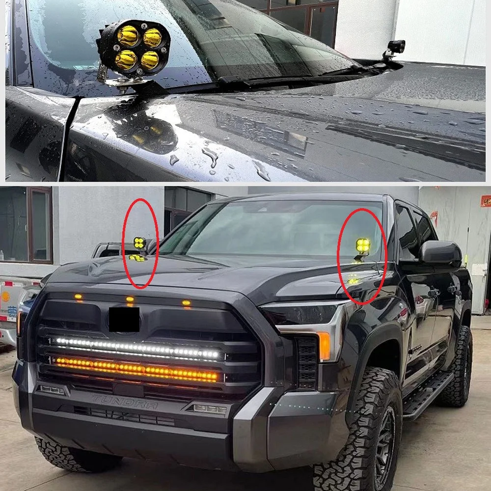 

2PCS Yellow Led Light on Front Pillar A Pillar Fits on Toyota Tundra 2022 2023