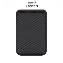 Luxury Magnetic Leather Wallet Case with Carbon Fiber Card Holder (Black  A)