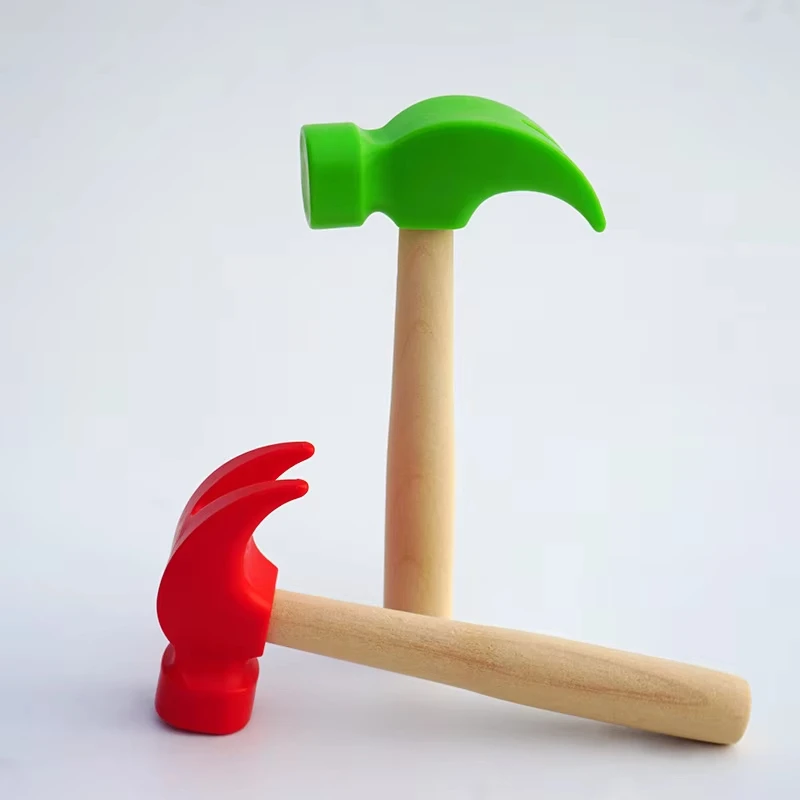 Children's simulation hammer wooden handle solid hammer toy beat repair tool mini wooden hammer solid PP plastic super strong 3