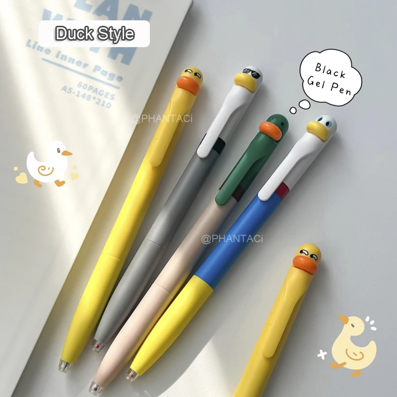 8 Stück Enten- und Küken-Gelstifte, kreative drehbare Enten-Gelstifte, Küken-Druckgelstifte, 0,5 mm schwarze Schreibstifte, Bürobedarf – Detail 10