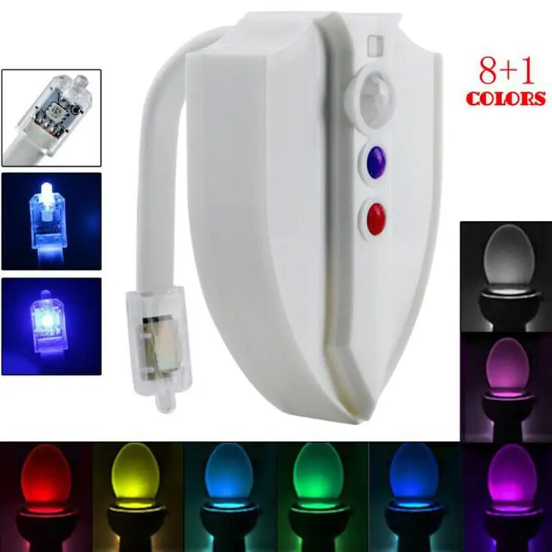 UV sterilizáló WC-lámpa mozgásérzékelővel, 8 színben, WC-csésze intelligens éjszakai fényhez, fürdőszobai baktériumölő lámpához_voghion.com
