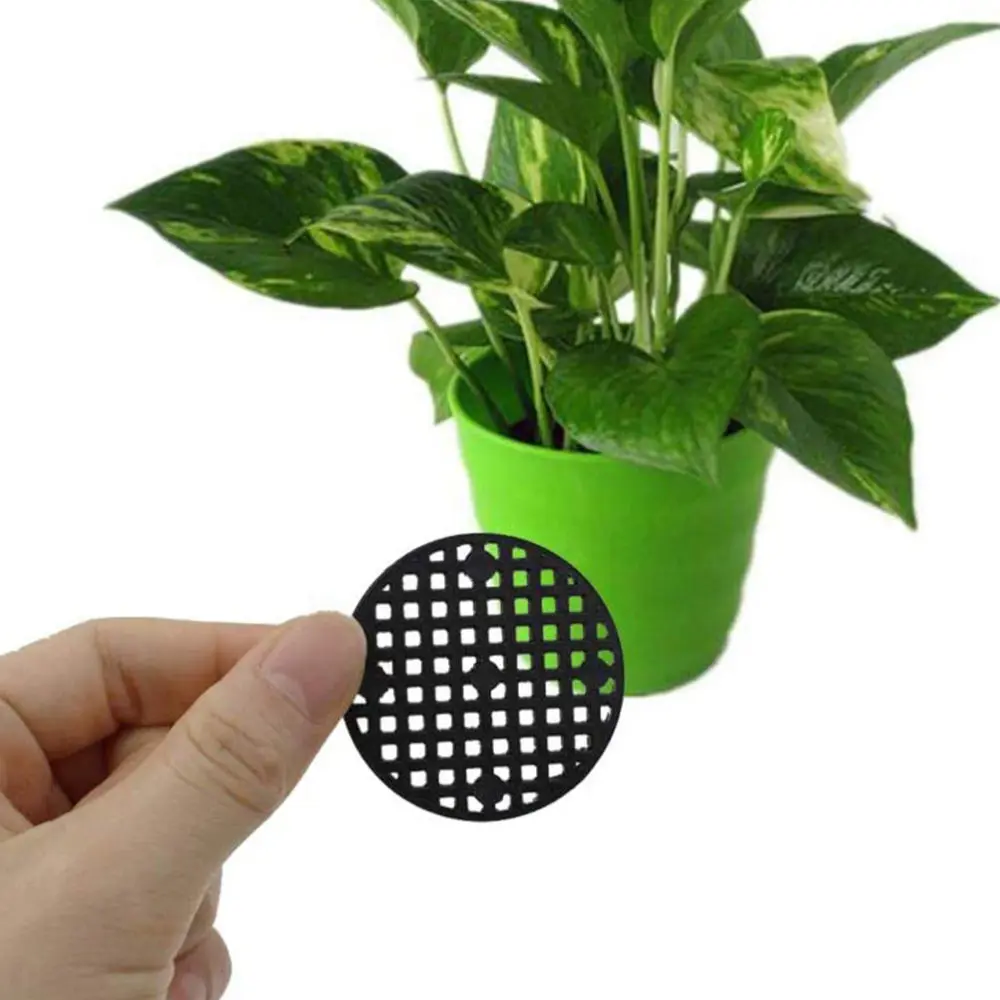 120pcs Succulent Flower Pot Bottom Hole Mat Flowerpot Hole Mesh Pad Flowerpot Pads Black Bonsai Pot Bottom Grid Mat