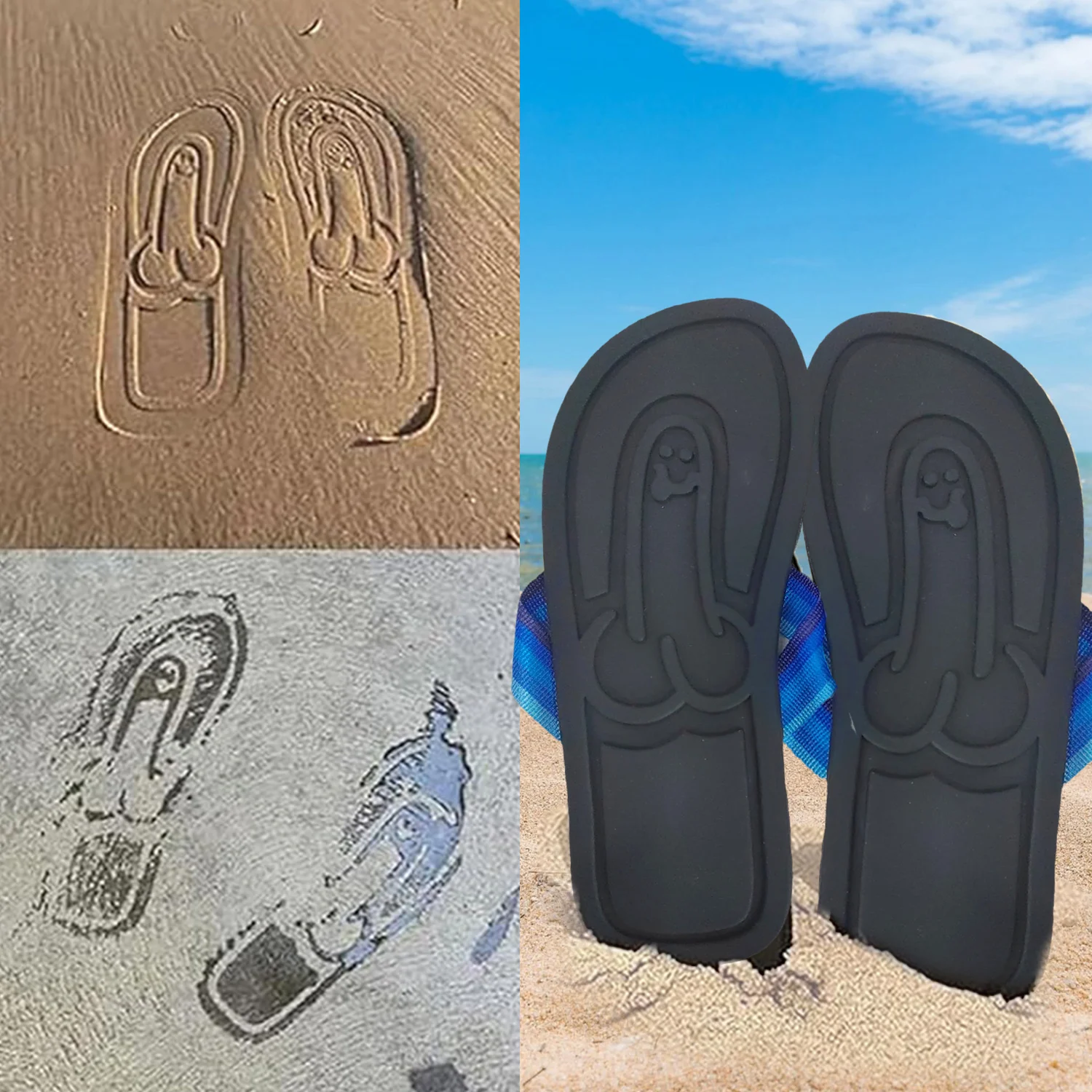 Flip flops Hidden Penis Flops Funny Hidden Penis Flip Flops Parody Summer Beach Comfort Non Slip Quick-Dry Men's Slippers