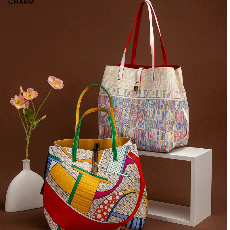 حقيبة يد نسائية ذات سعة كبيرة، بتصميم طباعة أزياء...