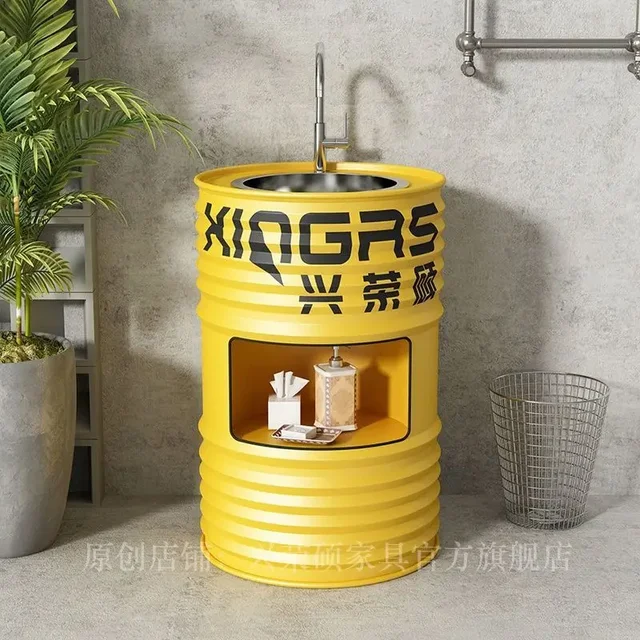 ลมอุตสาหกรรมน้ํามัน Barrel อ่างล้างหน้าห้องน้ําอ่างล้างจานชั้นยืนล้าง Art บุคลิกภาพอ่างล้างหน้าอ่างล้างหน้า 2