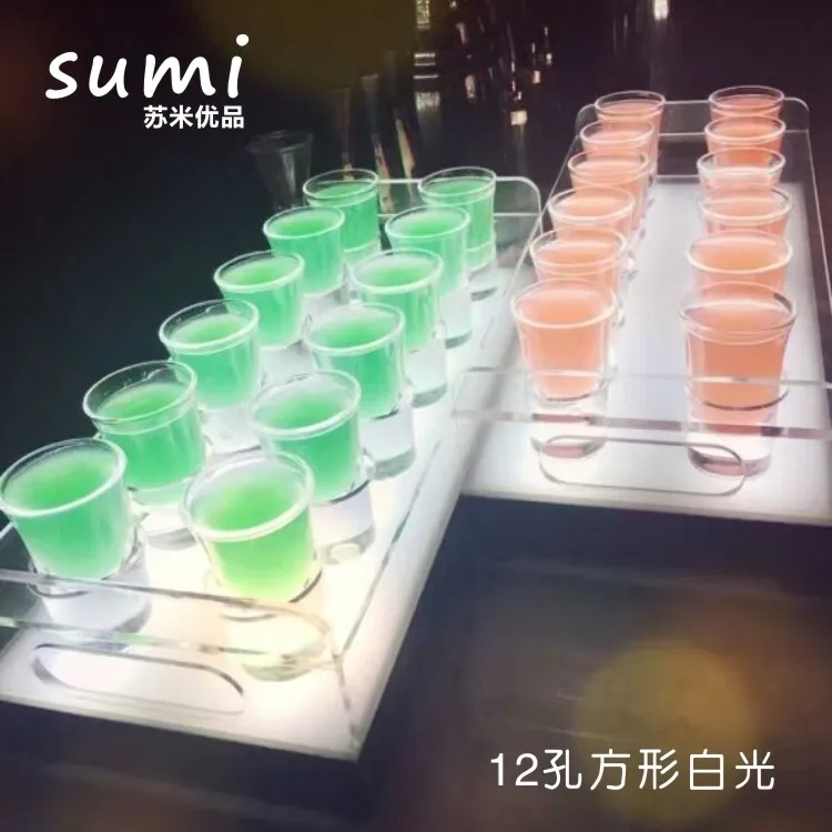 Airplane Shape LED Cocktail Glass Holder Rechargeable Shot Glass and Wine Rack for Bars KTVs and Wedding Party Decorations