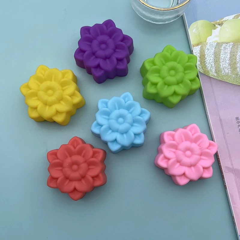 5Pcs 5cm Various Flower Designs Silicone Mold Chocolate Pudding Ice Mould Cupcake Cake Tools DIY Mini Soap Candle Molds