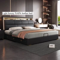 Cadres de lit modernes pour chambre à coucher, lit double minimaliste avec rangement, lit de luxe pour chambre à coucher, accessoires pour la maison 1