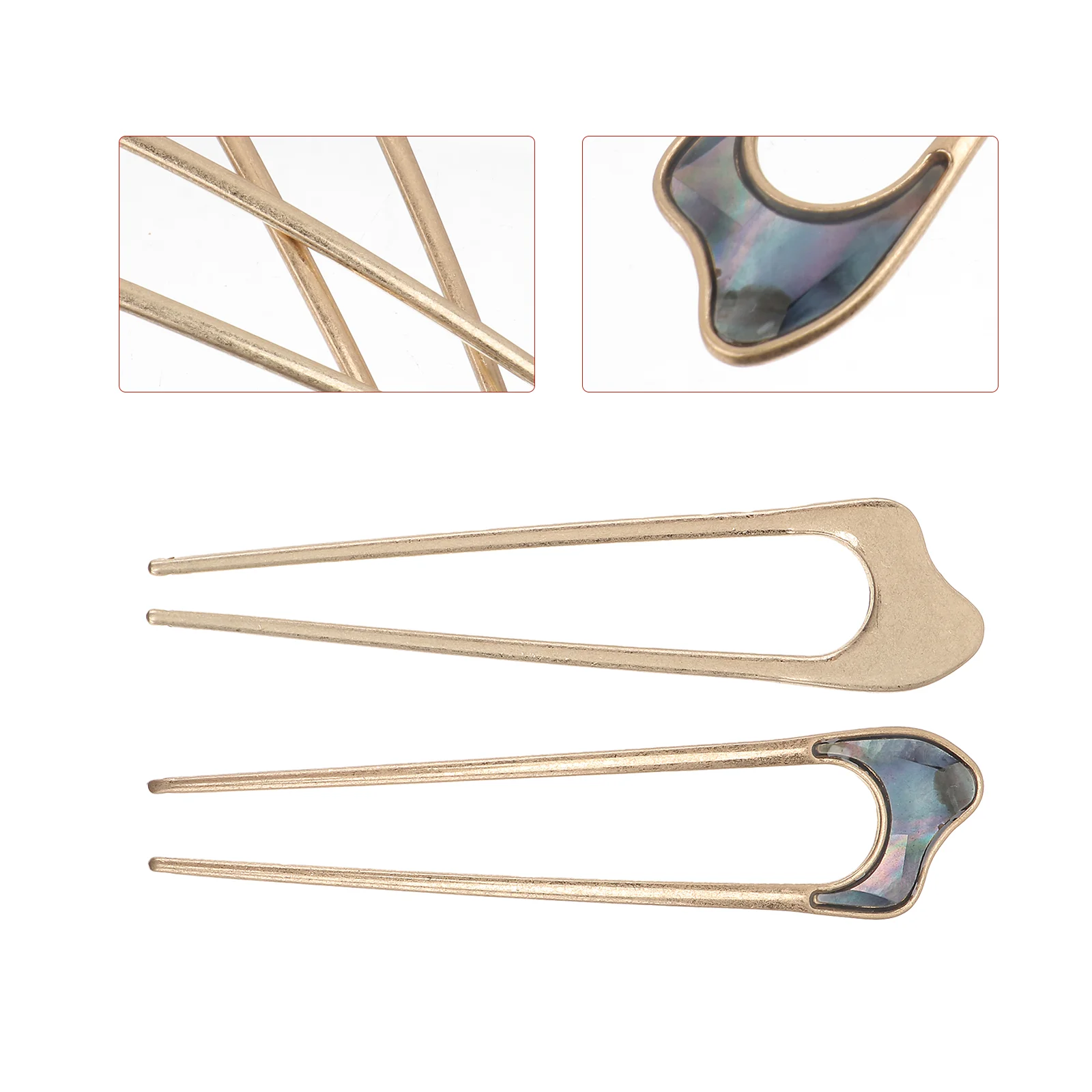 

2 Pcs Bridal Hairpin Barrettes Vintage U Shaped Pins Sticks Chopsticks Women's Japanese