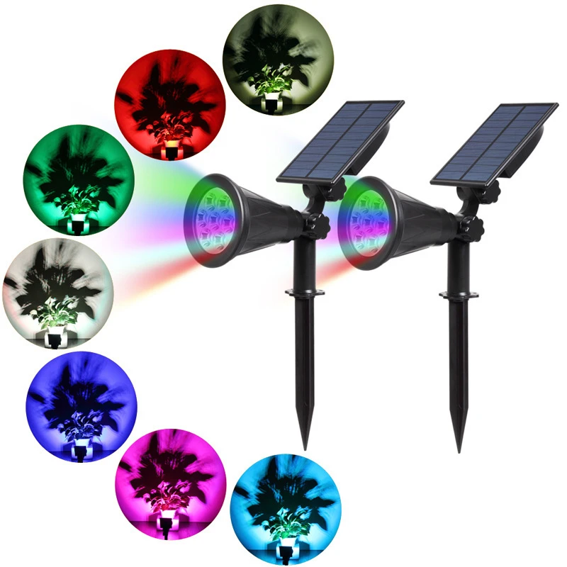 LED Solar Outdoor Spotlight 7LED Solar Lawn Lamp Changing Color Outdoor Waterproof Landscape Light Waterproof Garden Solar Light outdoor fence lights