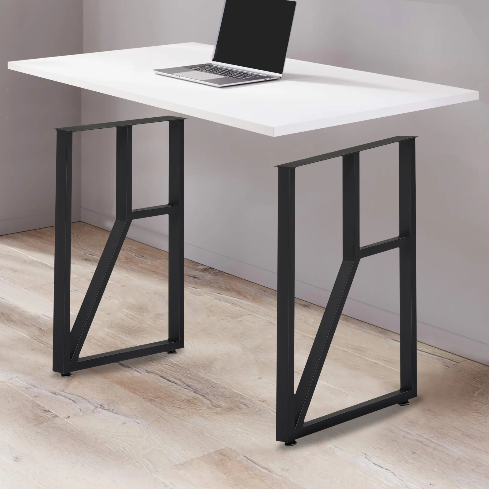 2er-Pack Rechtwinklige Tischbeine, 50x71 cm Möbelbeine Tischgestell Verstellbare Auflageplatten Couchtischbeine Gesamtlast 200kg Schwarz – Detail 2