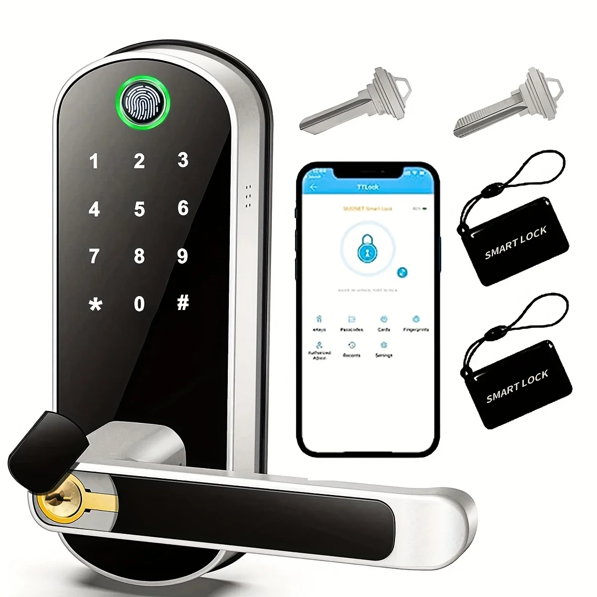 Slimme Vingerafdruk Deurslot App Afstandsbediening Sleutelloze Wifi Digitale Touchscreen Lock Nfc Ip67 Waterdicht Met 2 Ic Kaarten